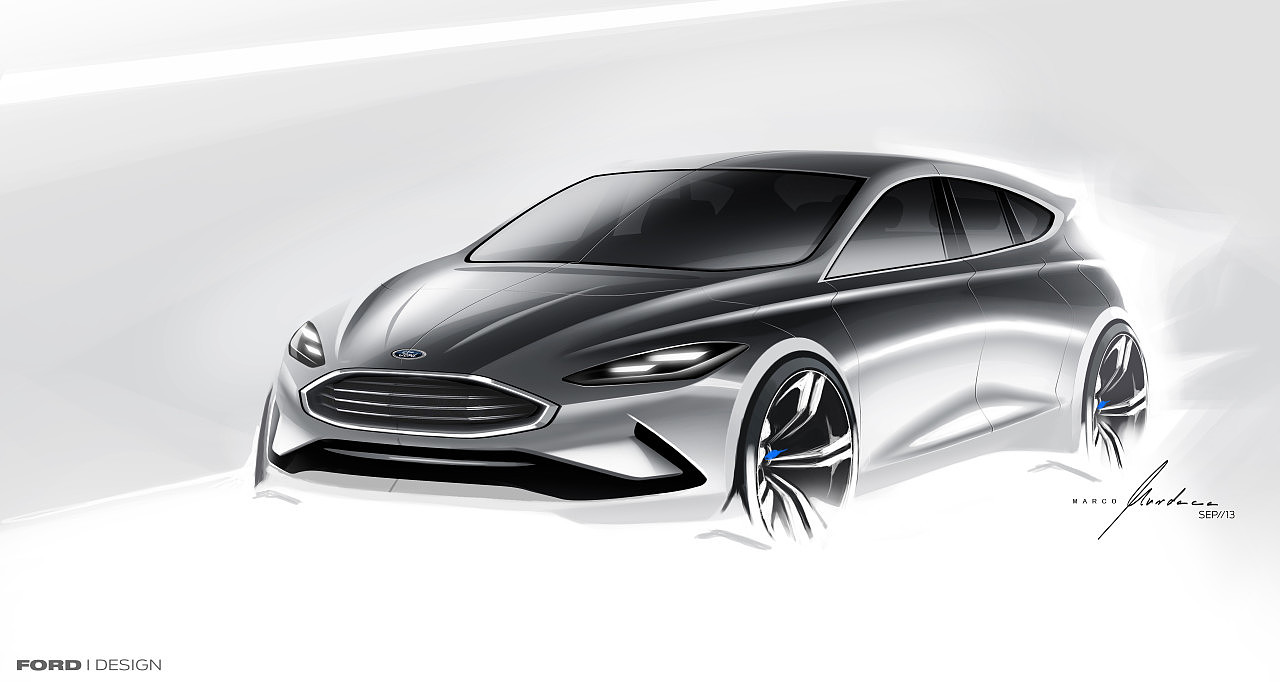 Ford Focus，Hand drawing，Automobile design，