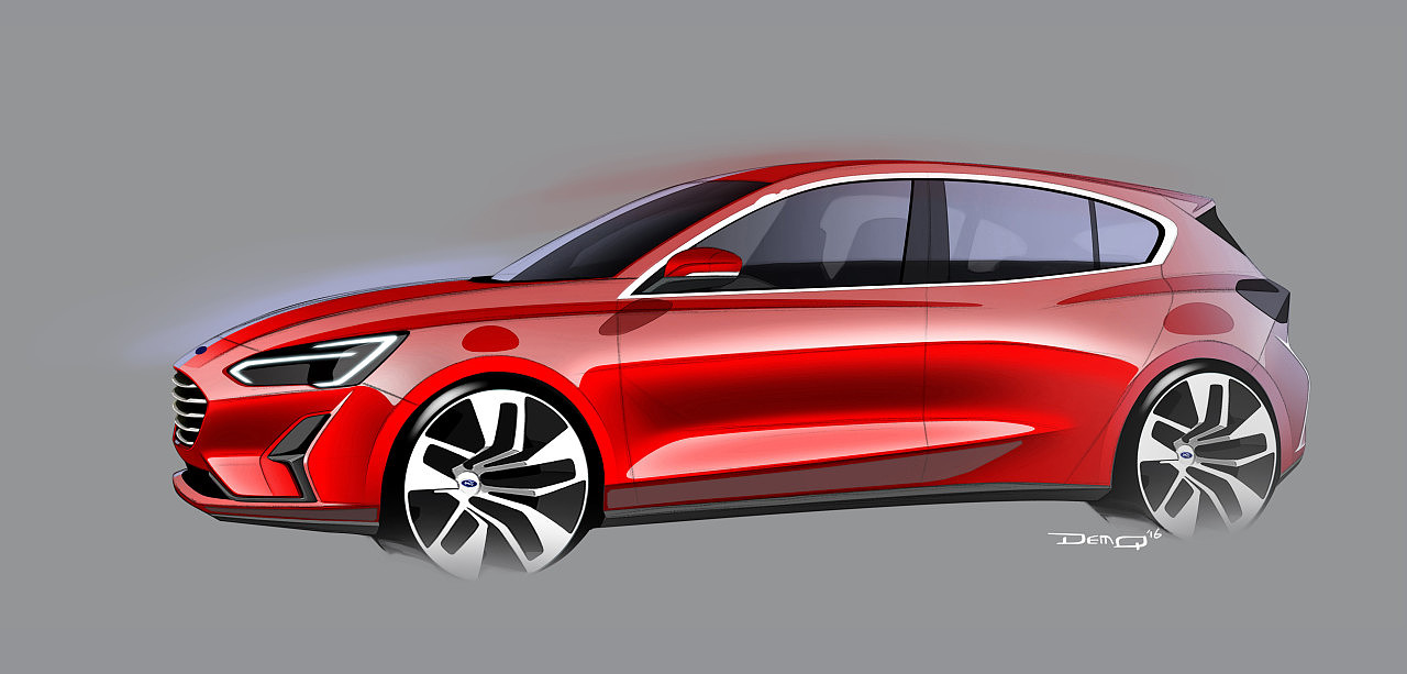 Ford Focus，Hand drawing，Automobile design，