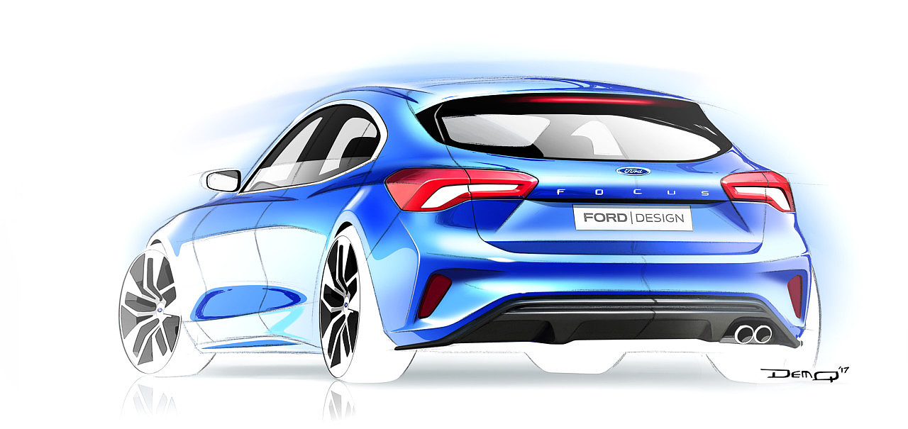 Ford Focus，手绘图，汽车设计，