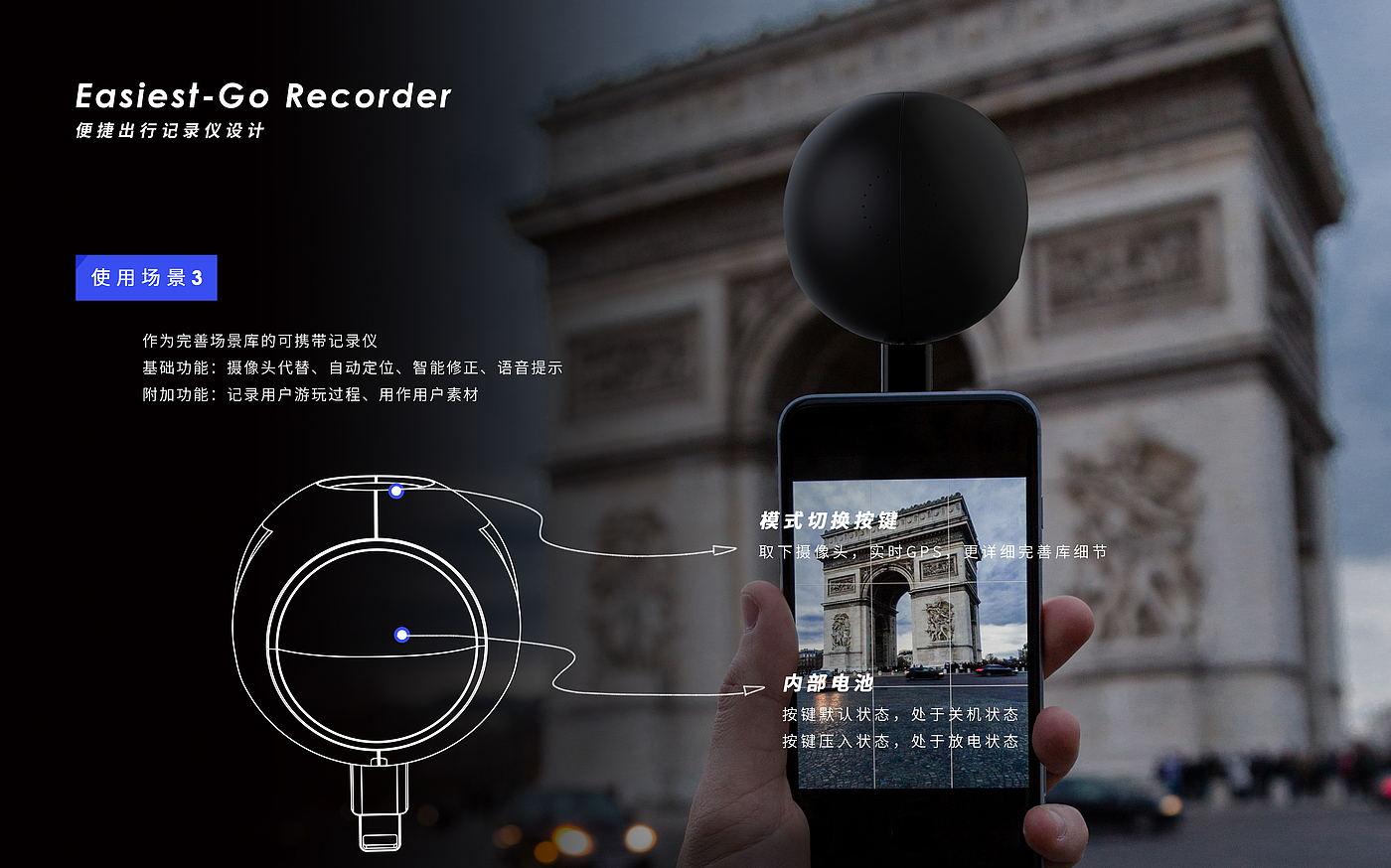 Artificial intelligence AI，Two in one design，product design，Portable travel，Augmented reality ar，camera，tachograph，