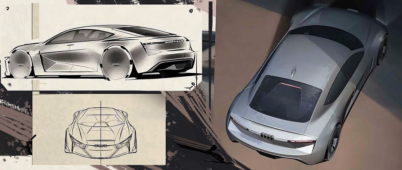 Render，modeling，Hand drawn，electric vehicle，
