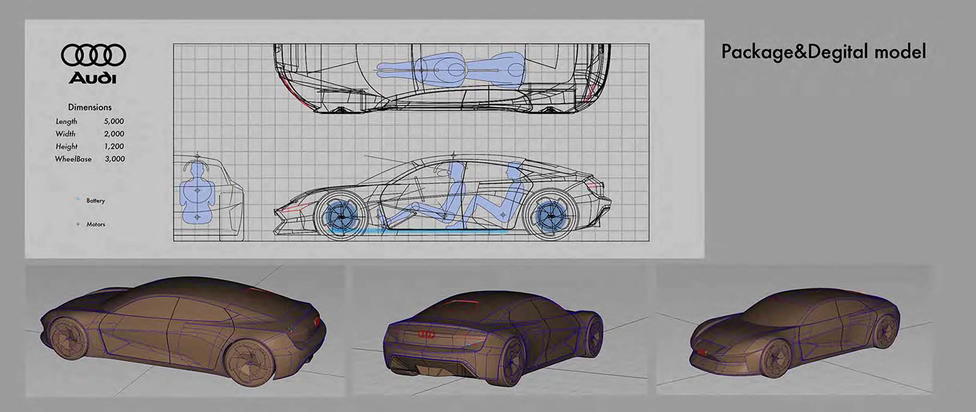 Render，modeling，Hand drawn，electric vehicle，
