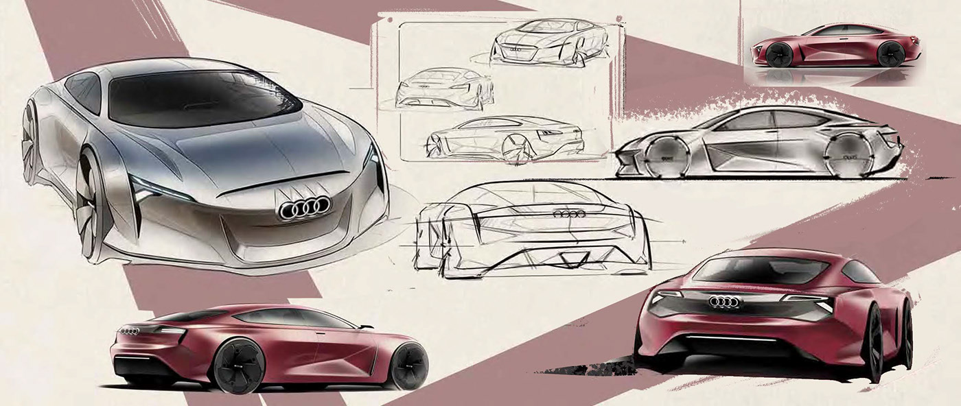 Render，modeling，Hand drawn，electric vehicle，