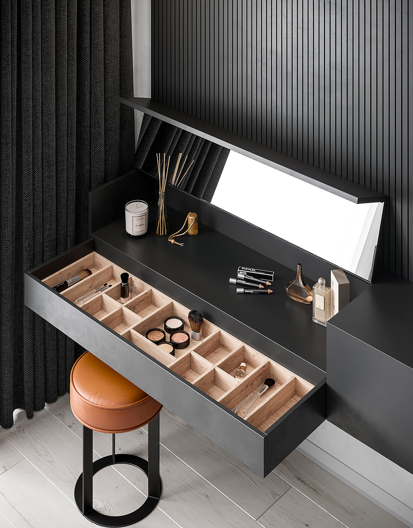 Pearl copper，Interior design，black，