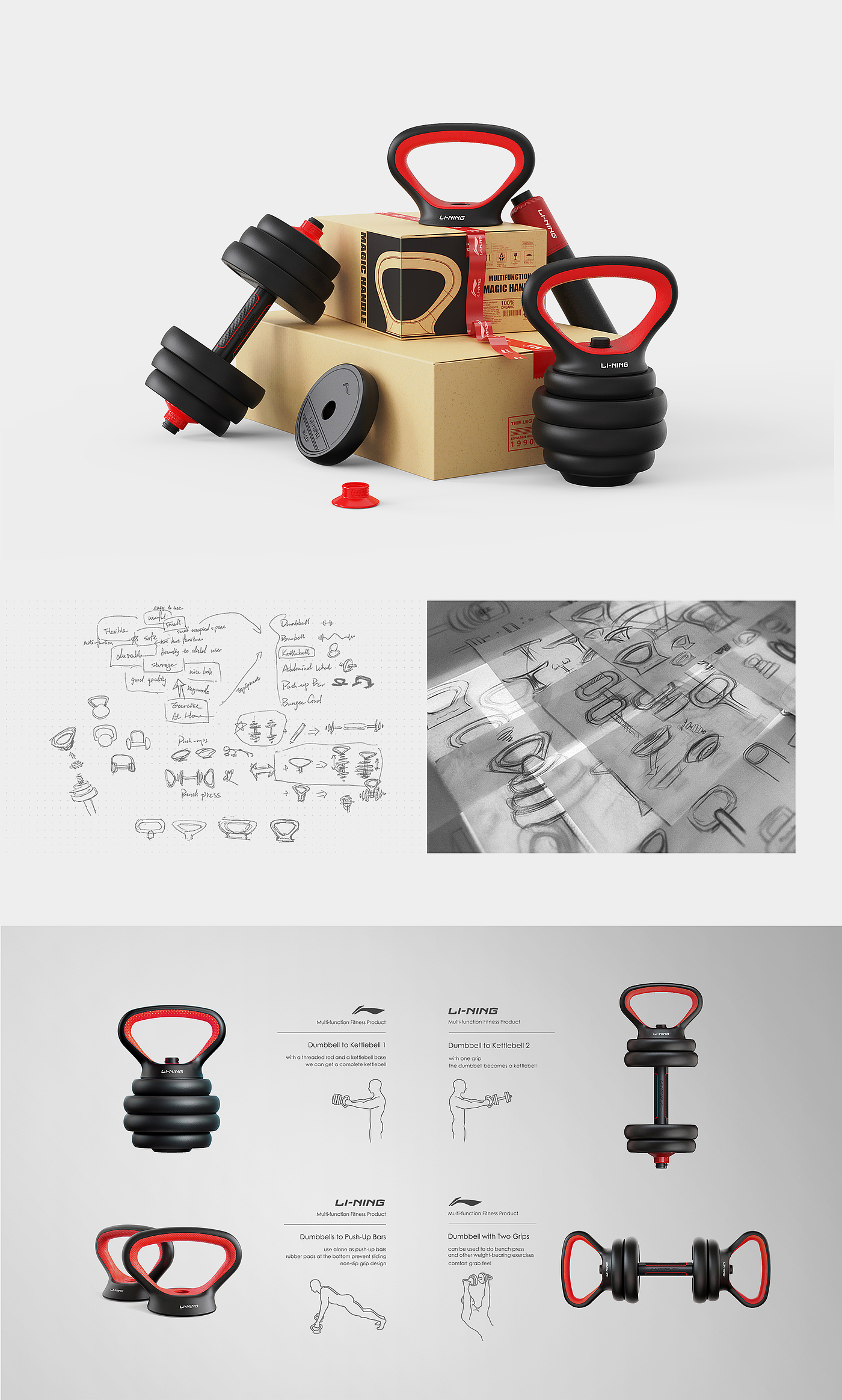 Health exercise，reduce weight，multi-function，Fitness Equipment，Li Ning, China，Kettlebell，barbell，dumbbell，