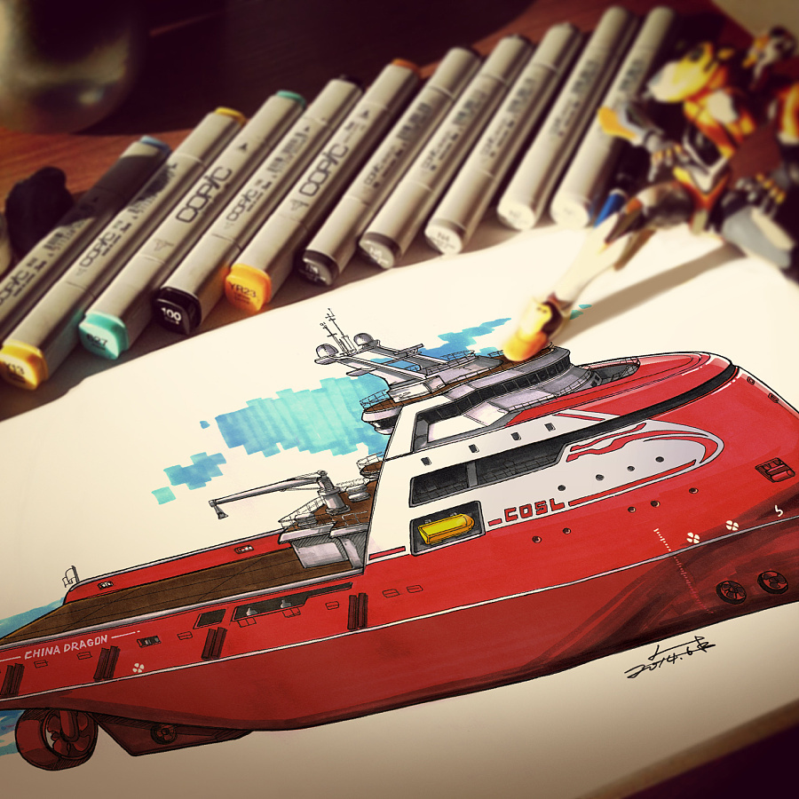 Ship design，industrial design，Hand drawn，