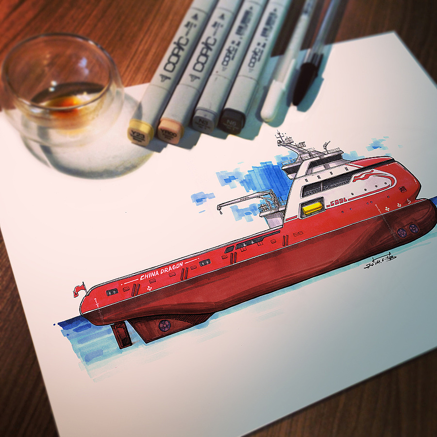 Ship design，industrial design，Hand drawn，