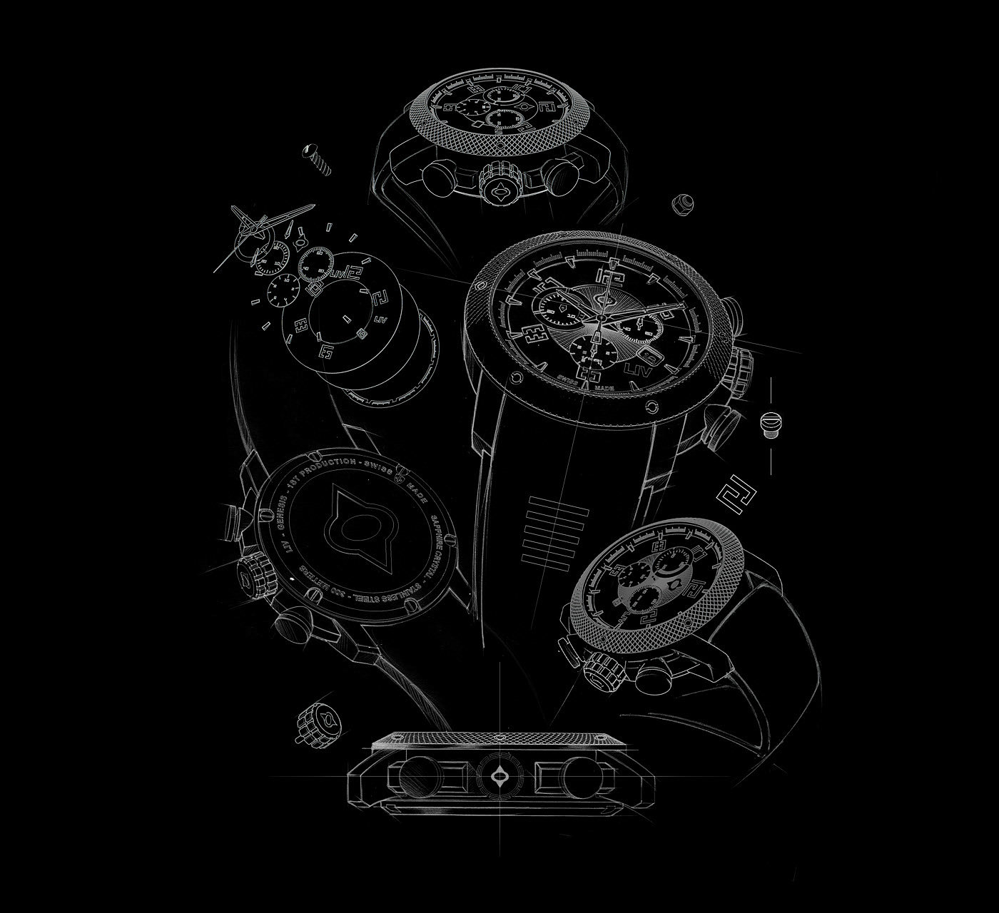 Wrist watch，Switzerland，Mechanical watch，black，