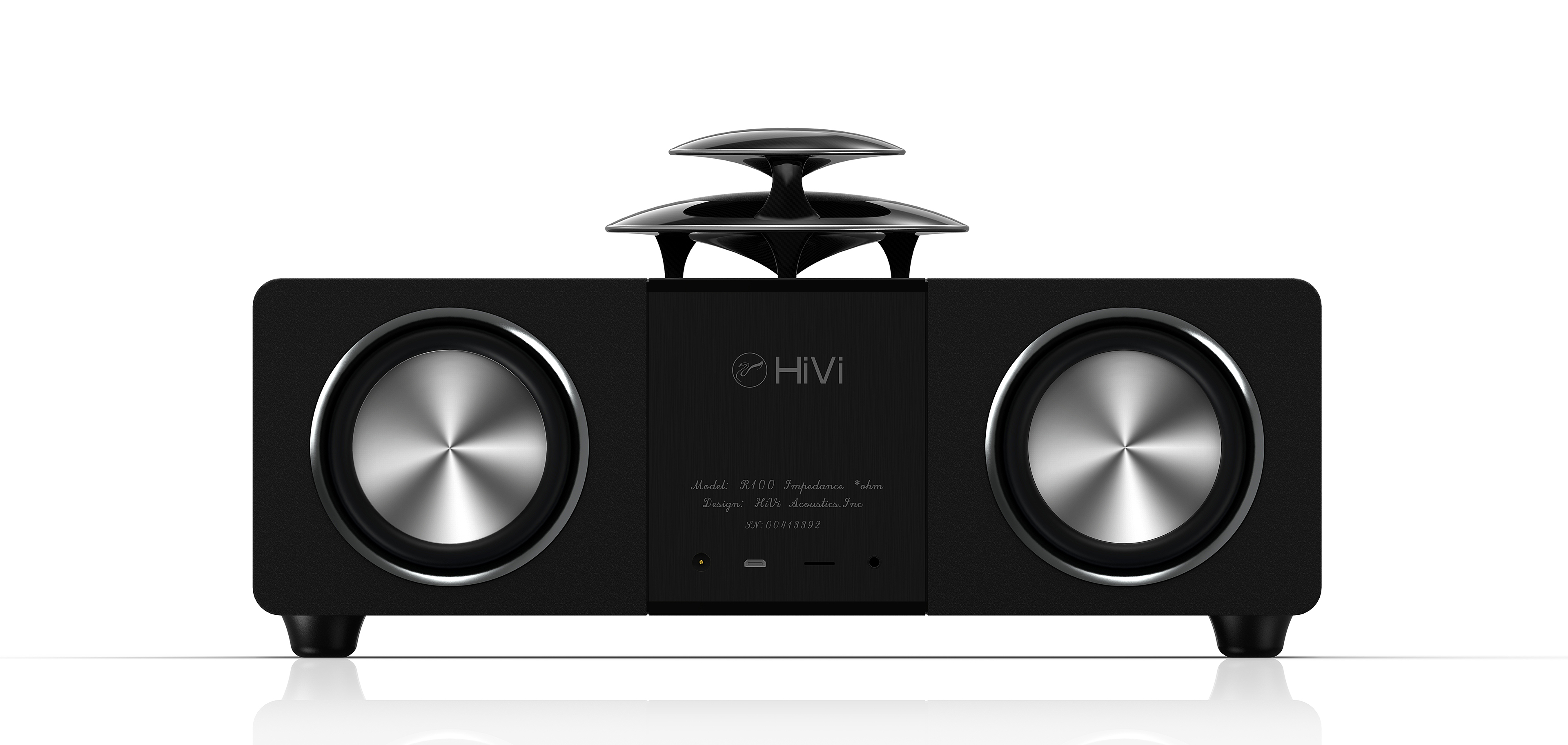 2.0 stereo，Double layer treble design，Round screen design，Advanced black and white gray design，Aluminum plate alloy process，Mesh design of audio aluminum plate，360 ° diffuse treble，