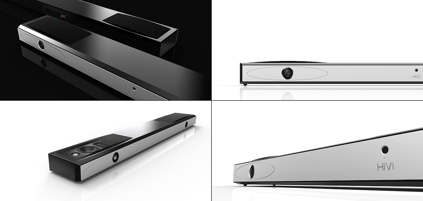 Simple black and white grey design，Two sided treble design，Piano baking paint，Sound bully，TV Audio ，soundbar，