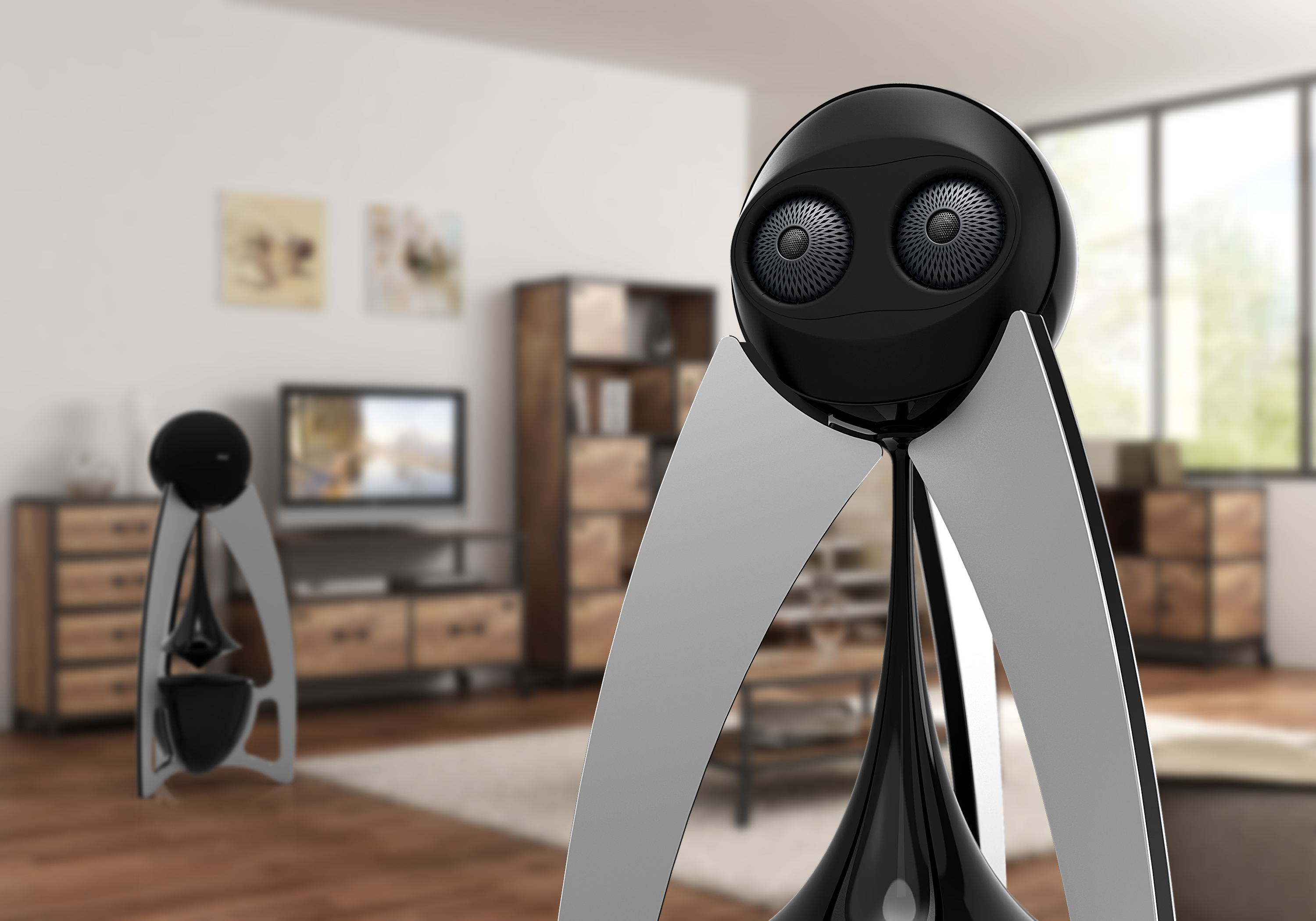 Sense of science and technology，Black and white gray，alien，avant-garde design ，Modern sound design，