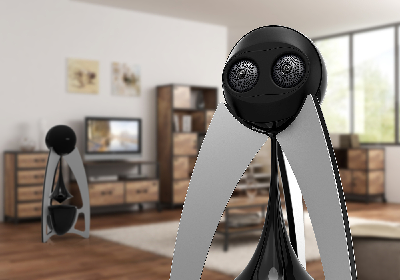 Sense of science and technology，Black and white gray，alien，avant-garde design ，Modern sound design，