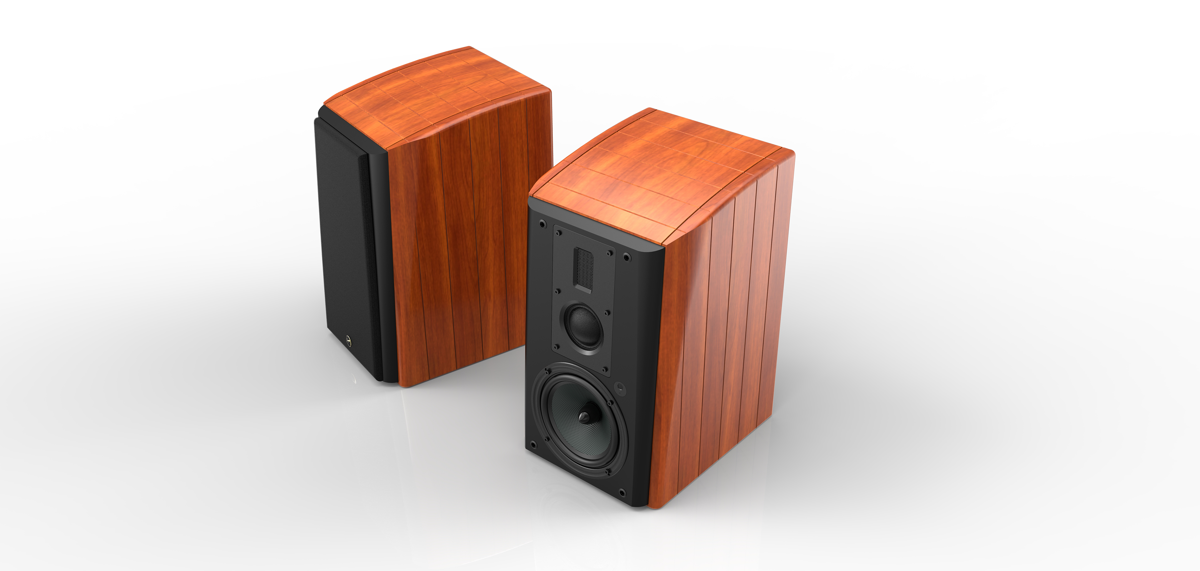 Log solid wood design，Three frequency division design，Explosion diagram，Audio hand drawing，Exploded view of horn unit，