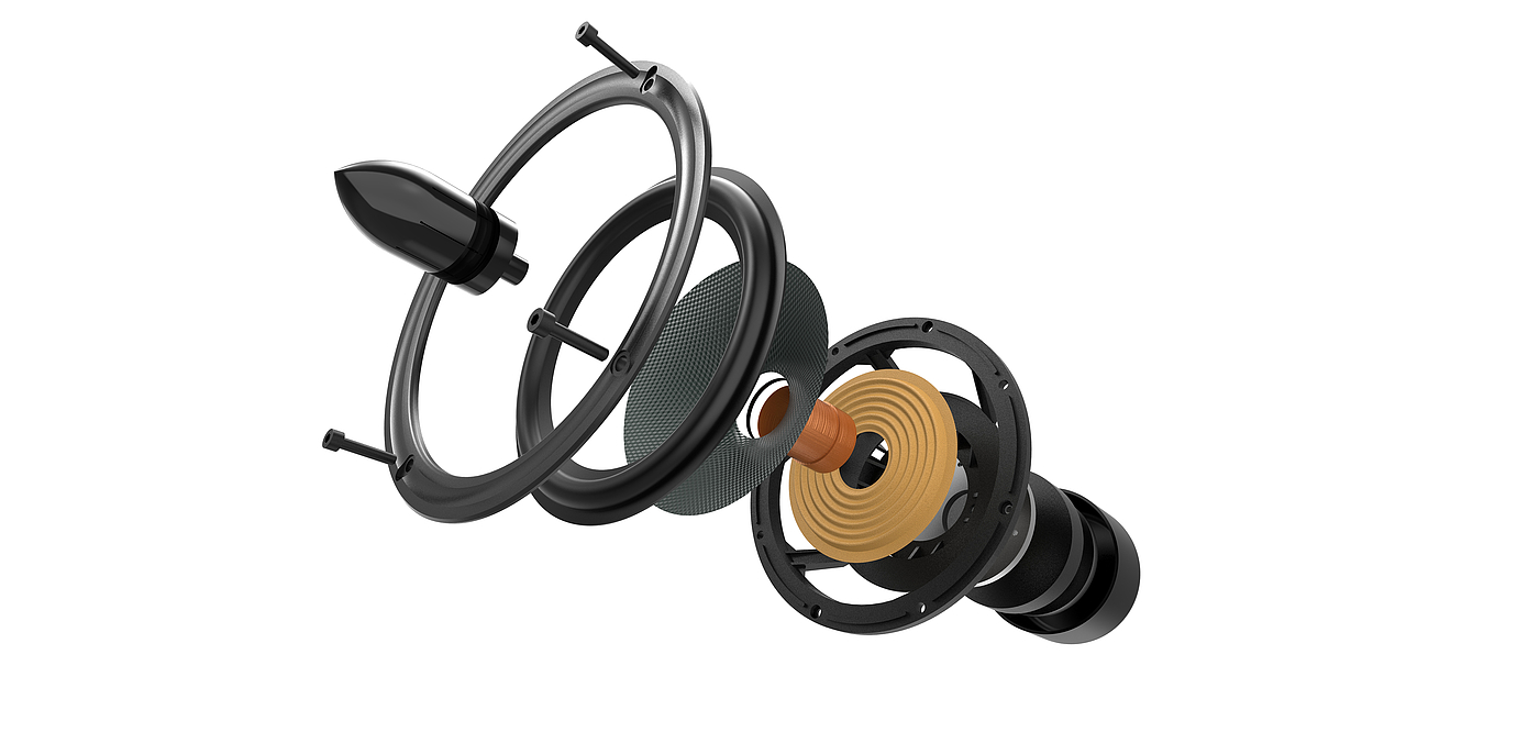 Log solid wood design，Three frequency division design，Explosion diagram，Audio hand drawing，Exploded view of horn unit，