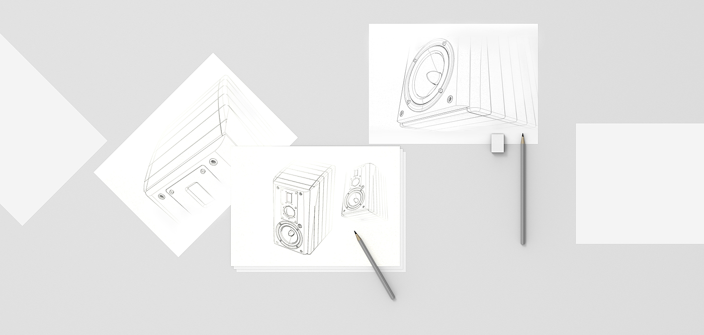 Log solid wood design，Three frequency division design，Explosion diagram，Audio hand drawing，Exploded view of horn unit，