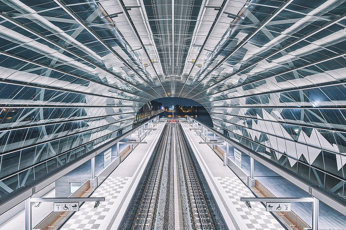 Architectural design，Subway station design，Glass，