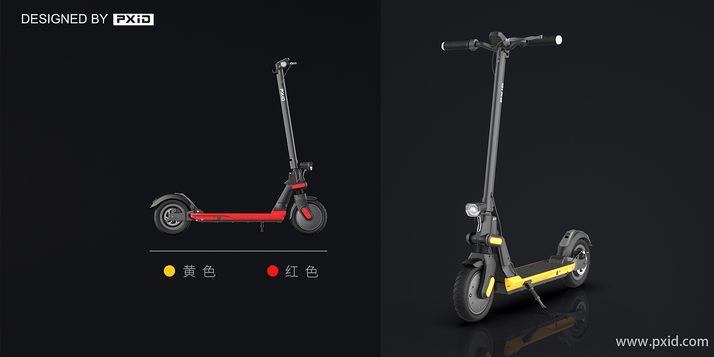 Scooter design，Design of electric scooter，Electric vehicle design，Design of transportation tools，pxid，Product oriented industrial design，