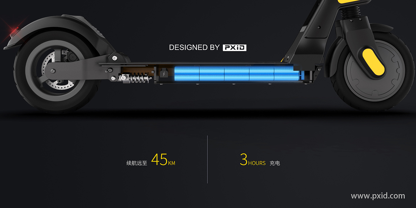 Scooter design，Design of electric scooter，Electric vehicle design，Design of transportation tools，pxid，Product oriented industrial design，