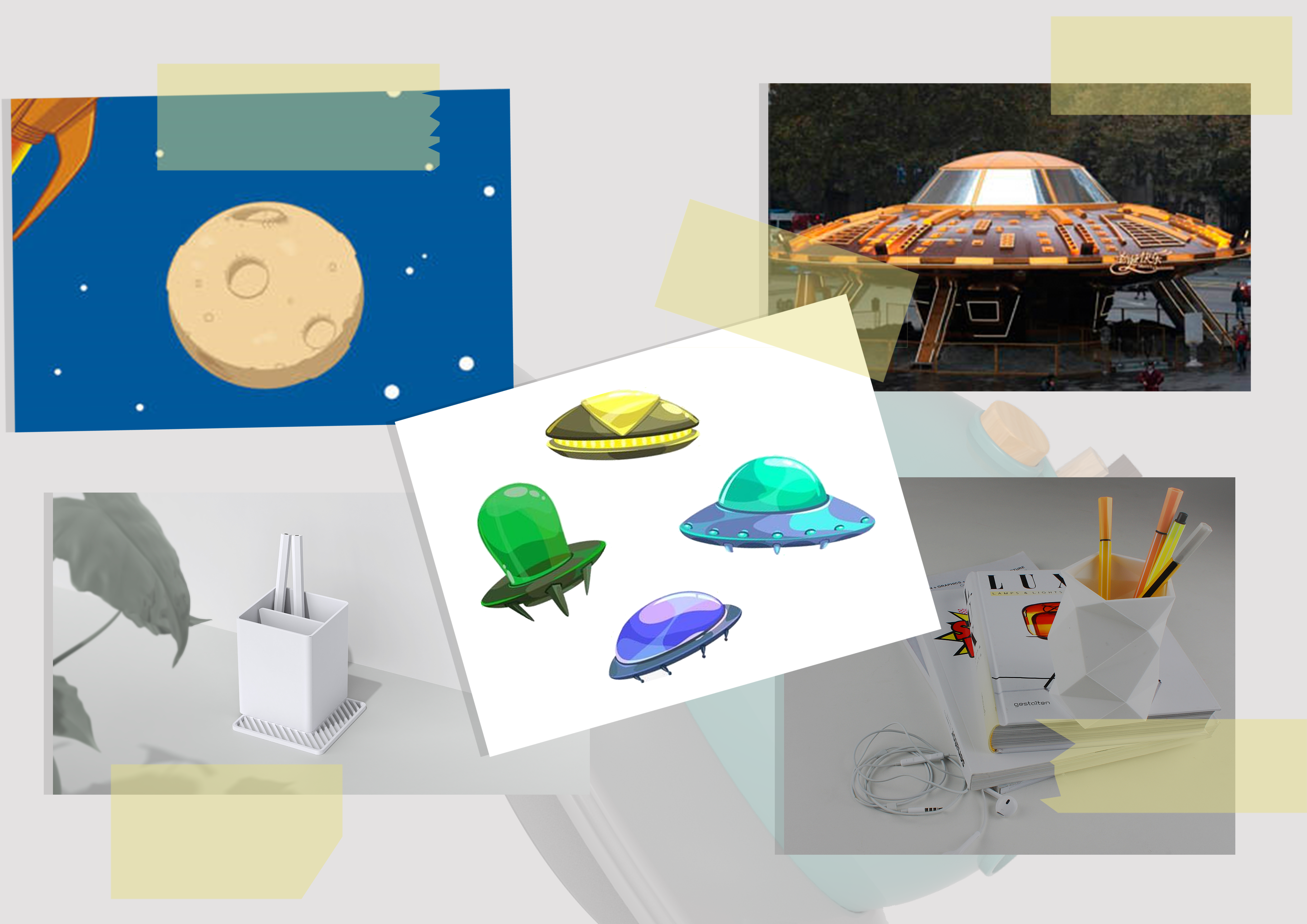 pen container，Learning tools，Office appliances，Tabletop decoration，ufo，Alien planet，original，