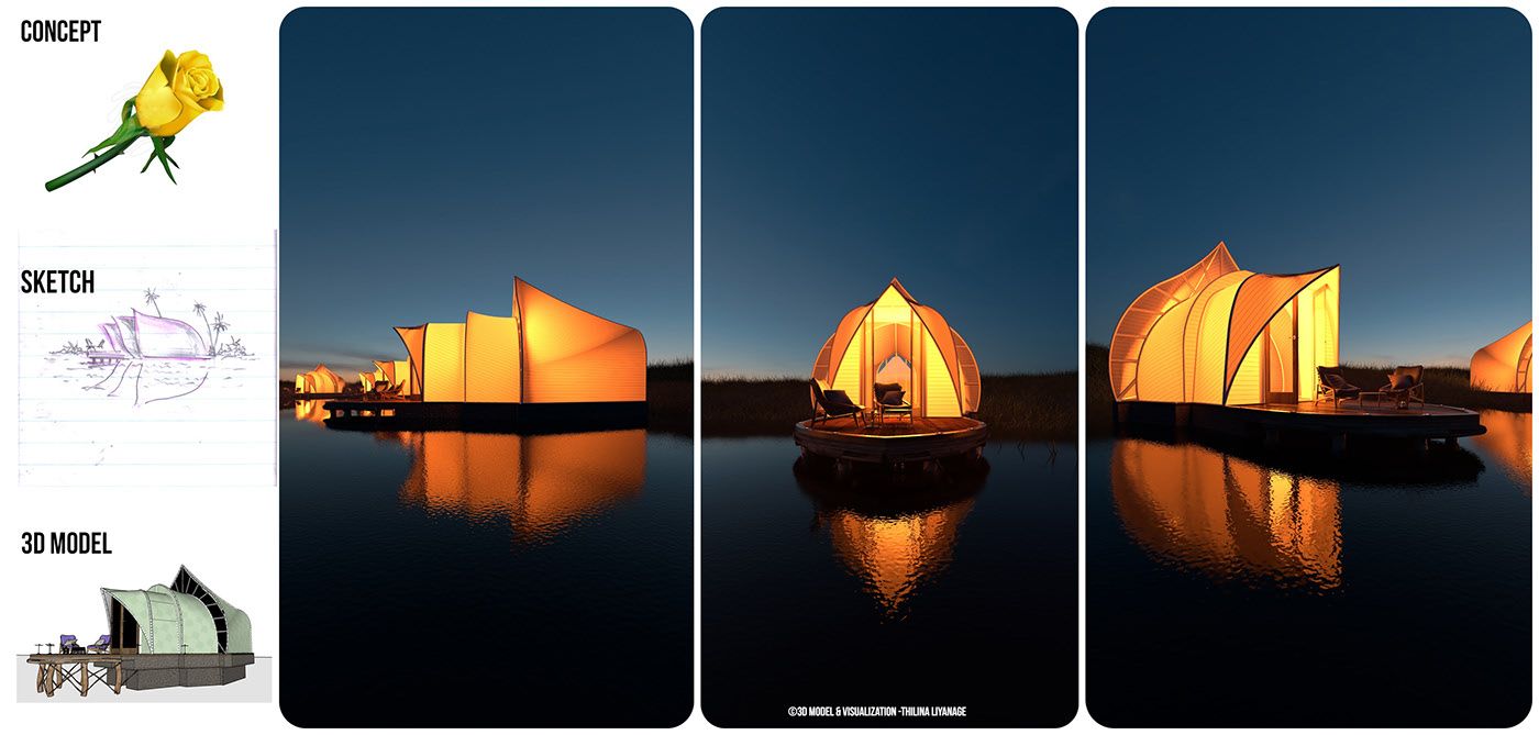 concept，rose，Tent，luxury，design sketch，