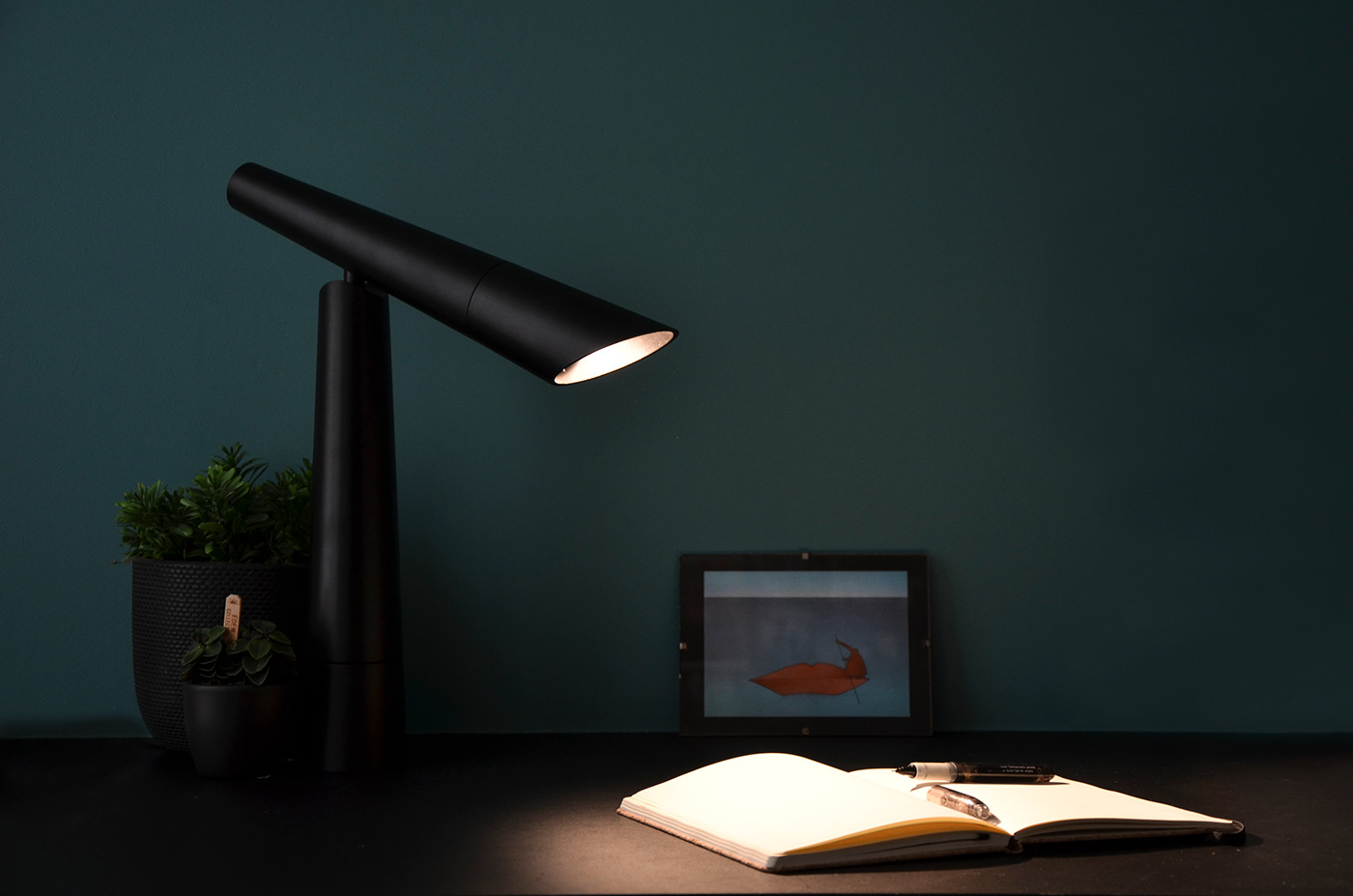 Desk lamp，black，to work in an office，