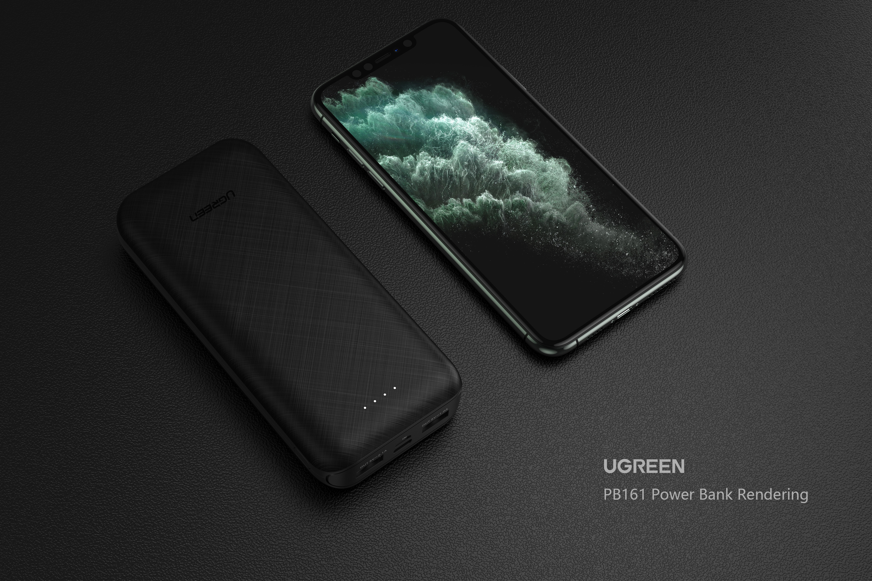 Green couplet，portable source，Car charger，Product rendering，keyshot，