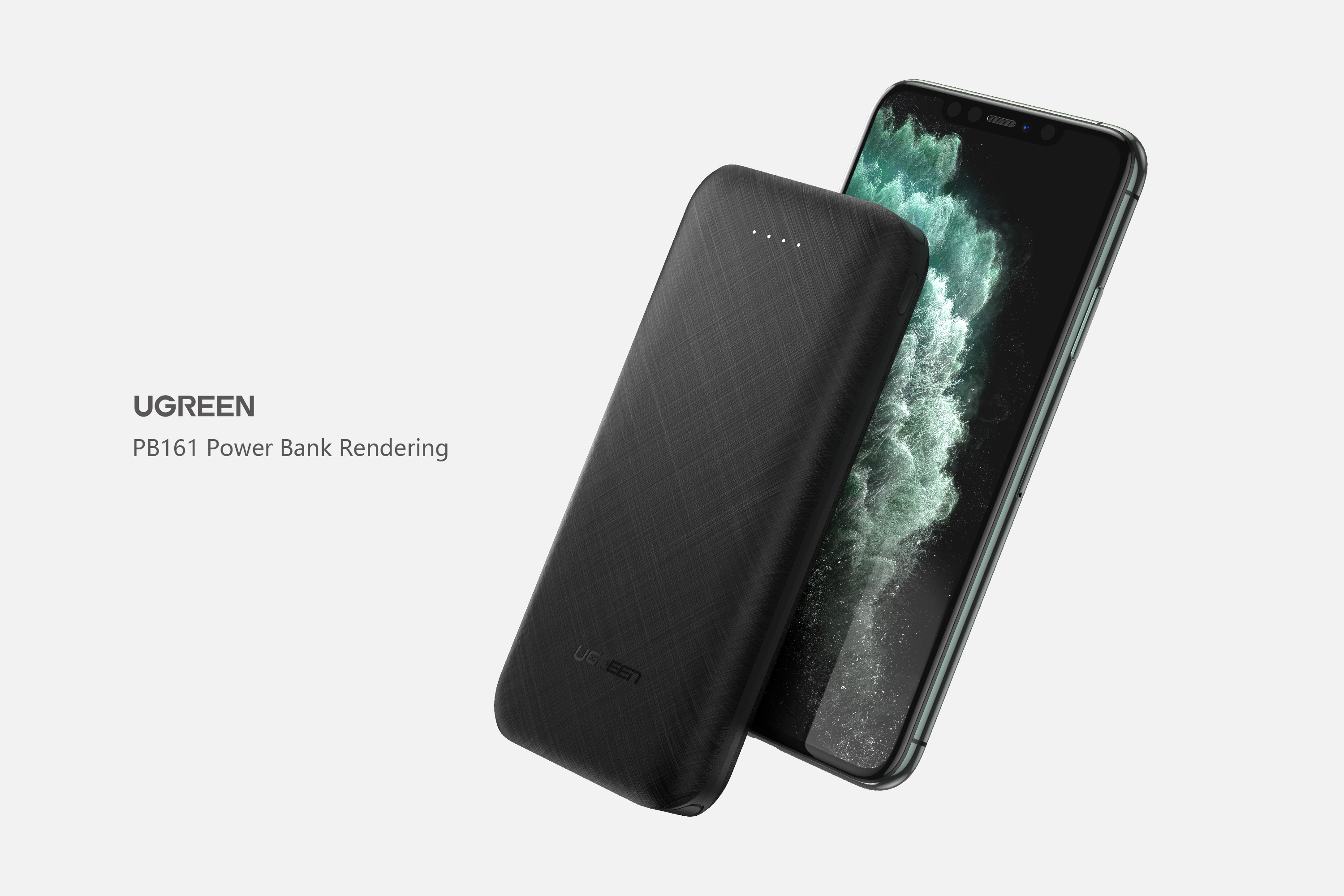 Green couplet，portable source，Car charger，Product rendering，keyshot，