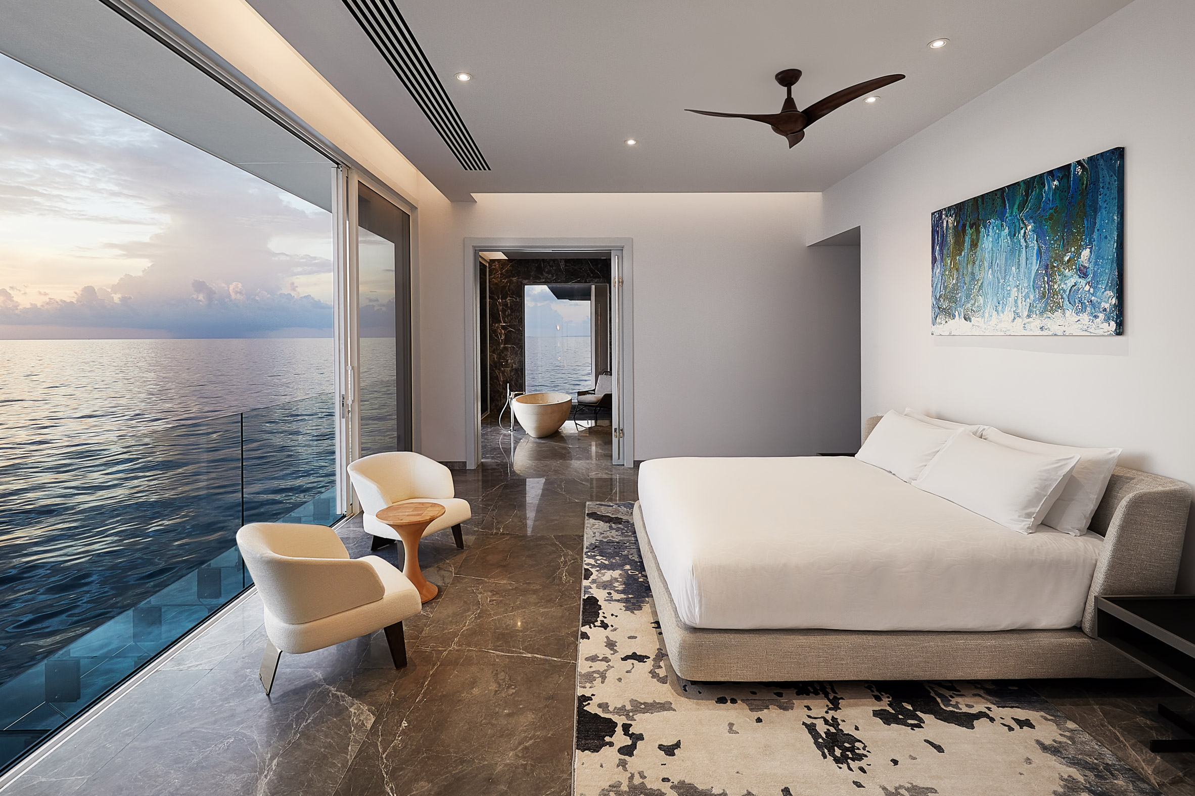 Maldives，bedroom，villa，Submarine architecture，