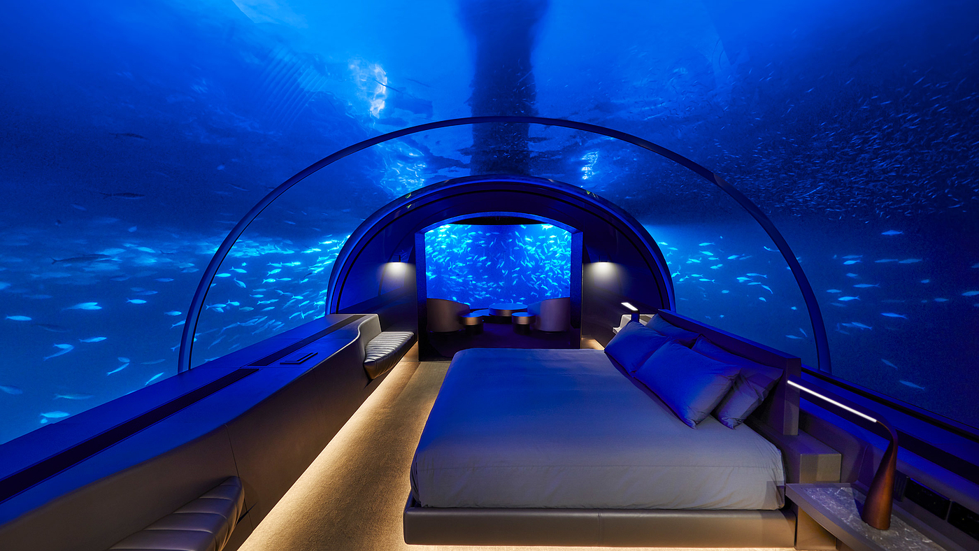 Maldives，bedroom，villa，Submarine architecture，