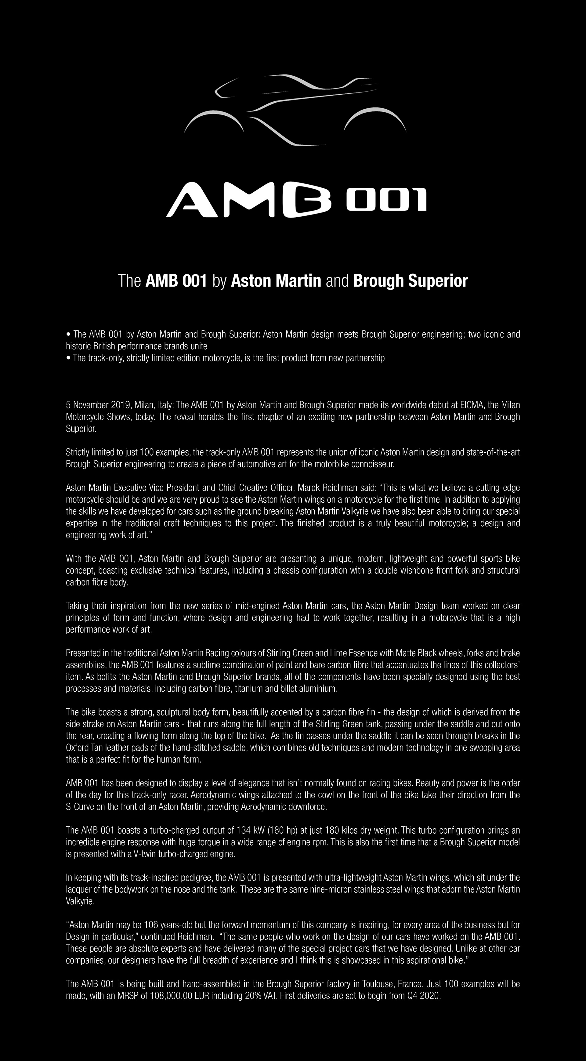 Automobile design，motorcycle，Limited edition motorcycle，Aston Martin，AMB 001，