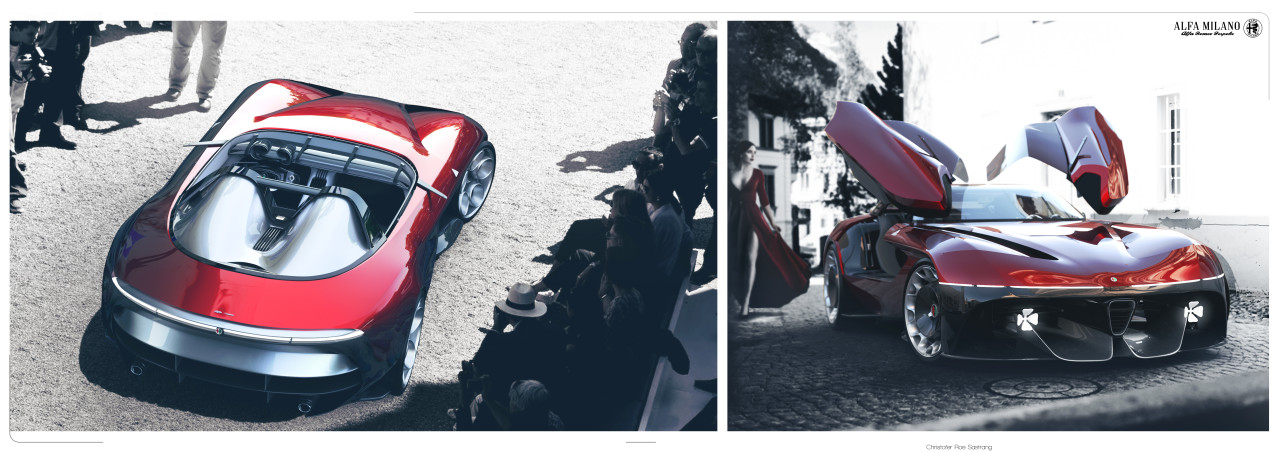 open car，Automobile design，racing，Alfa Milano 2077，