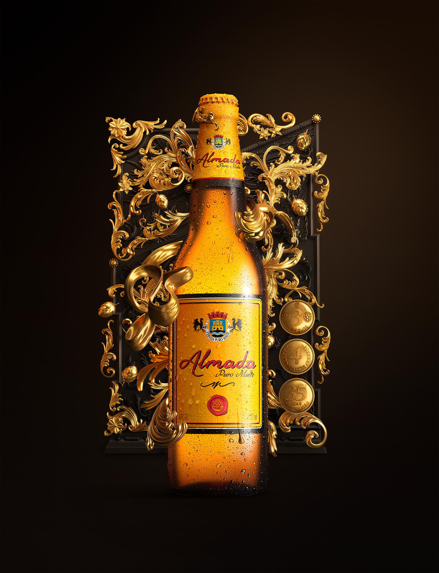 cgi，Beer，Pure Malt Almada，Digital art，advertisement，