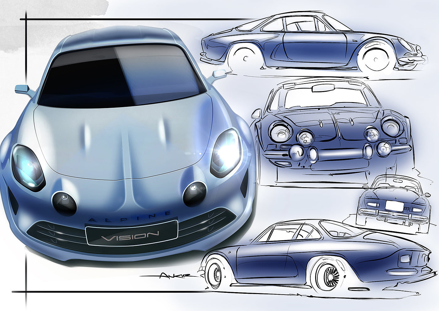 Sports car，manuscript，Sketch，