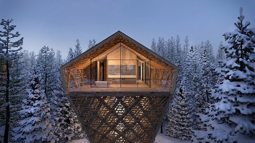 hotel，Wooden house，Architectural design，Interior design，