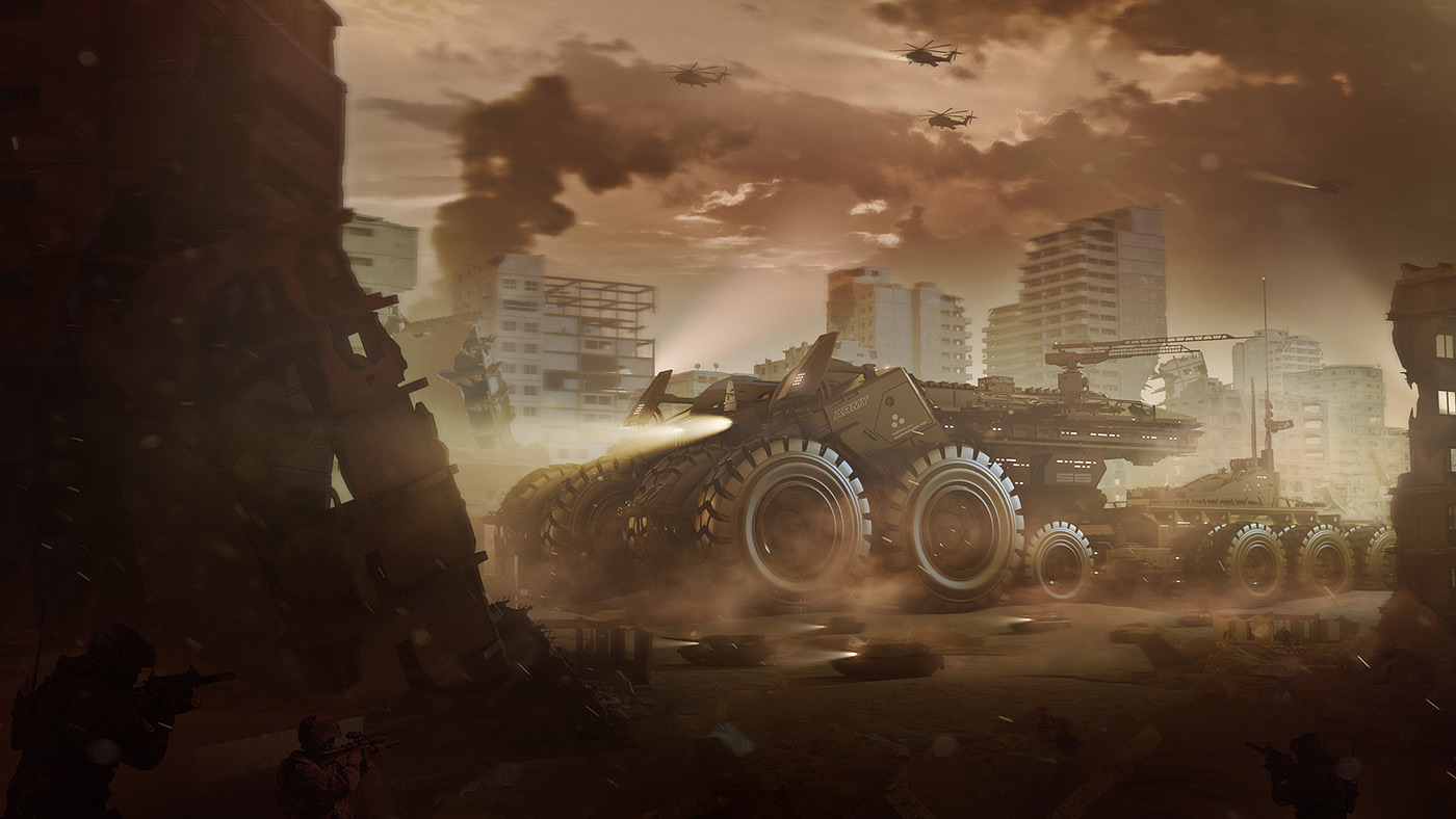 military，Warfare，Render，Behemoth mobile base，I fill Enchev，