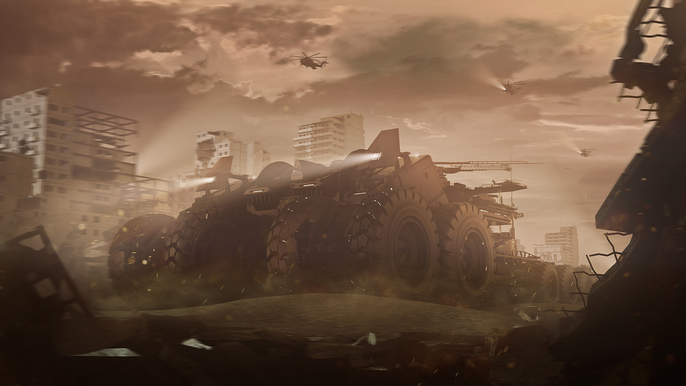 military，Warfare，Render，Behemoth mobile base，I fill Enchev，