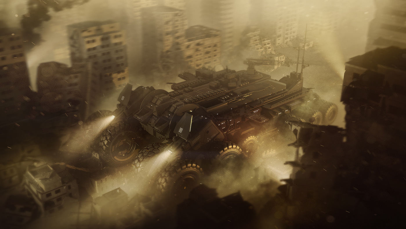 military，Warfare，Render，Behemoth mobile base，I fill Enchev，