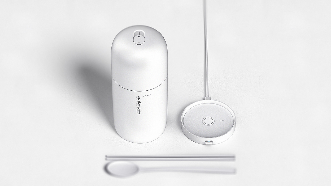 rice cooker，Silver Award of spark Design Award，Pinup Design Award，Korea DB global electronic competition，silvery white，