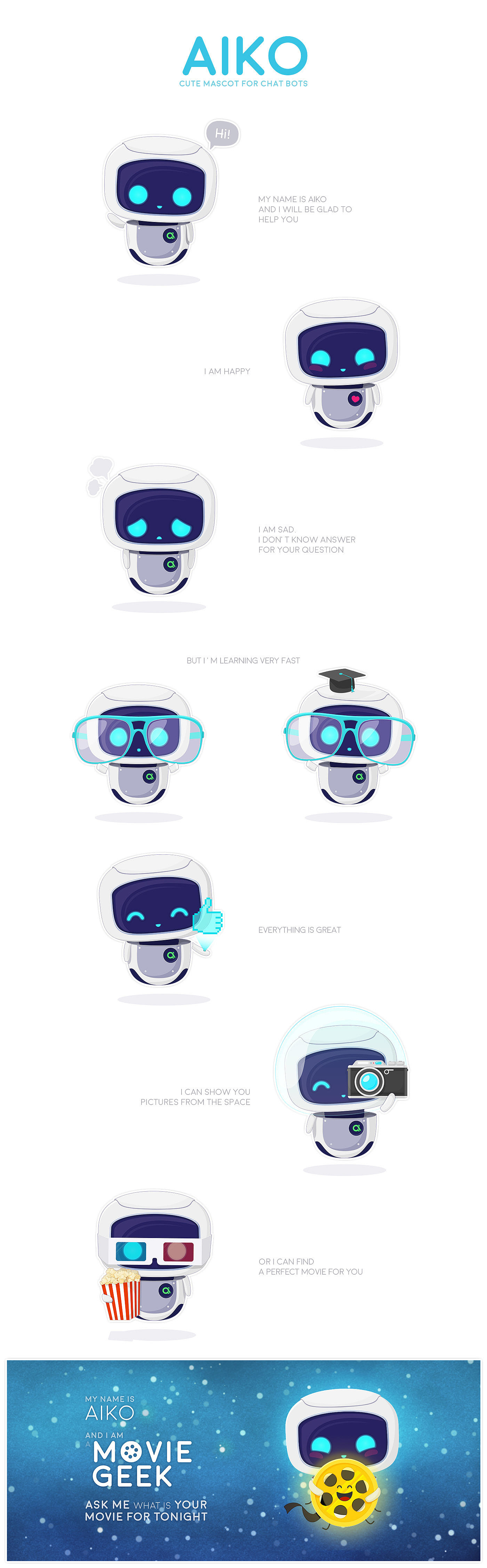 AIKO，mascot，IP Design，Cartoon characters，robot，Adexin，