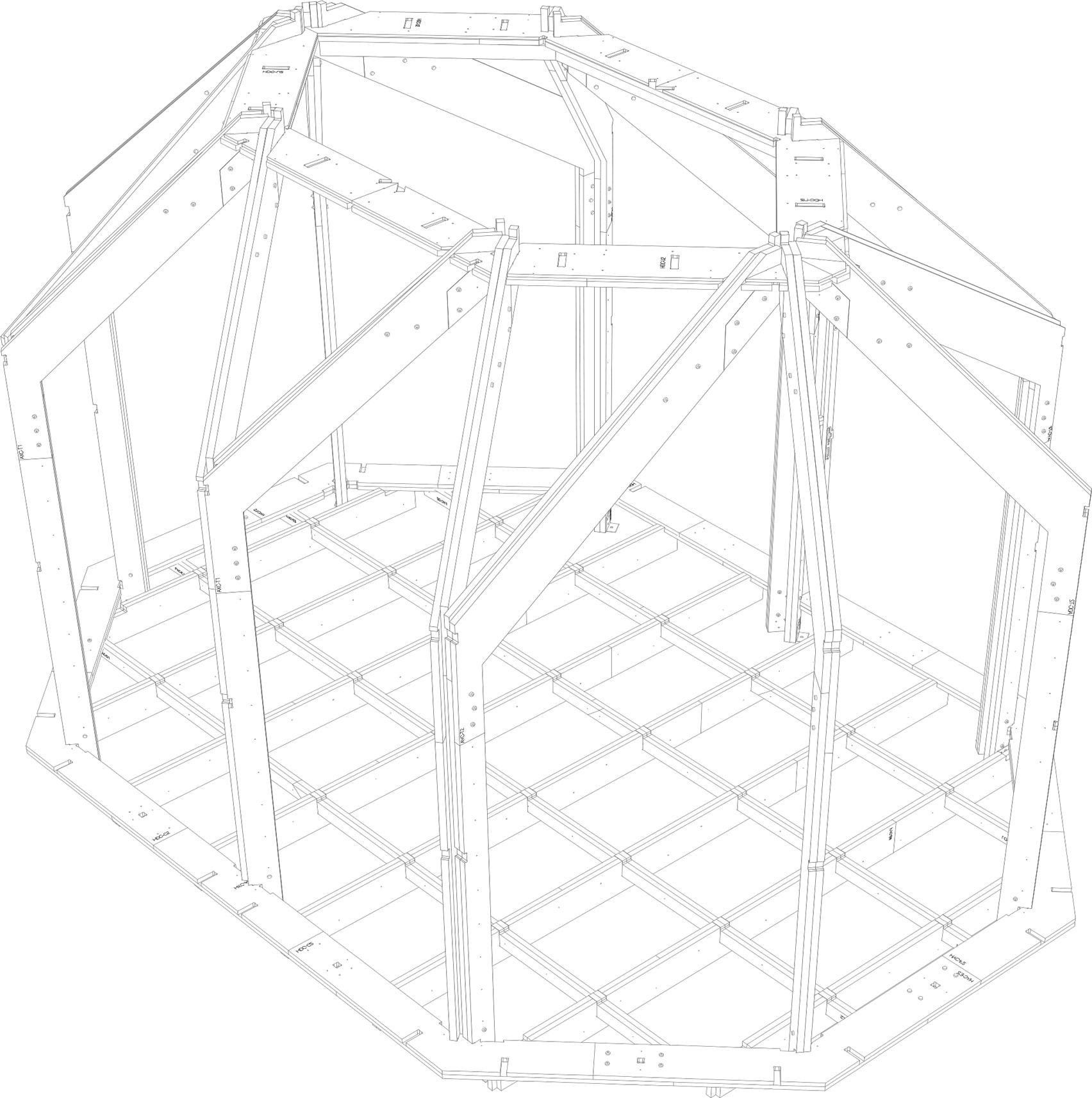 Interior design，Architectural design，flat，wood，Octagonal，