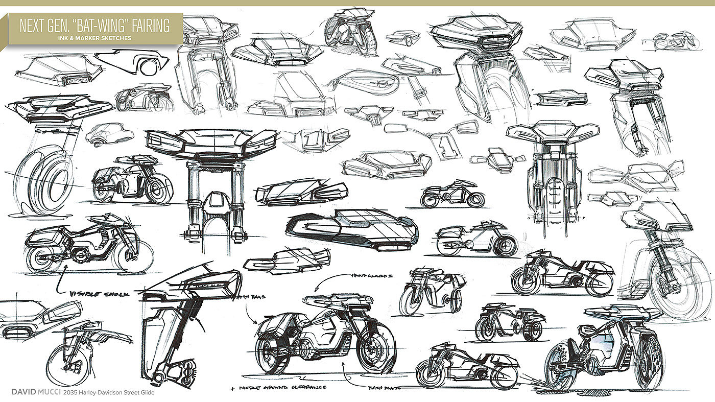 哈雷，电动车，David Mucci，摩托车，草稿，手绘，