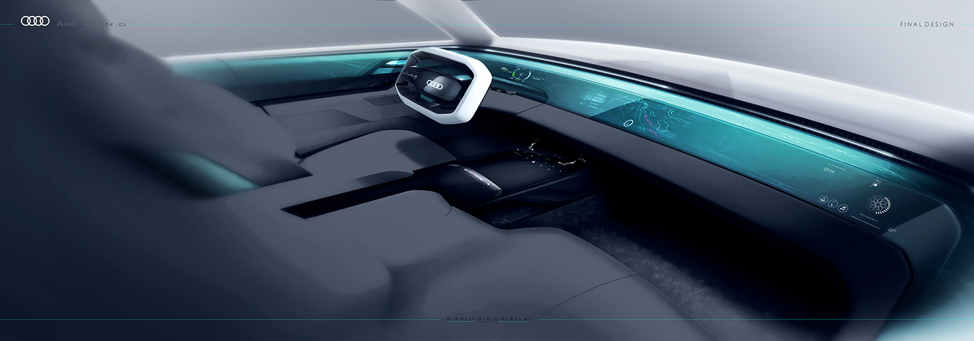 audi，Hand drawn，Automotive interior，