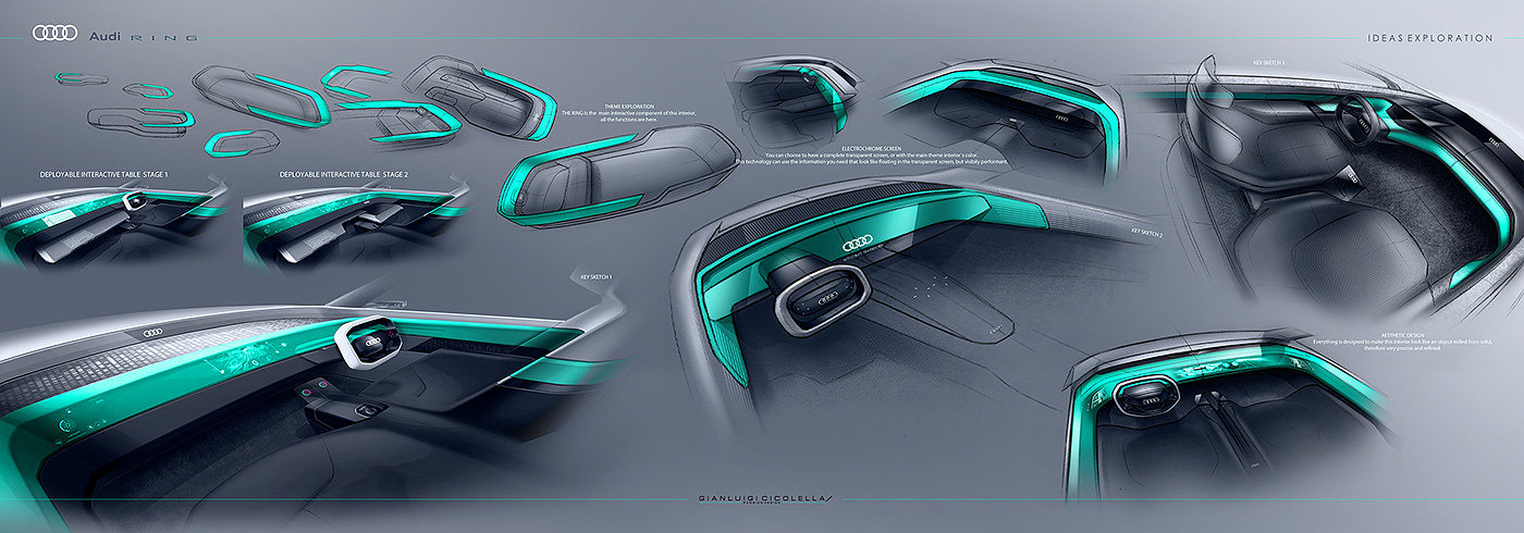 audi，Hand drawn，Automotive interior，