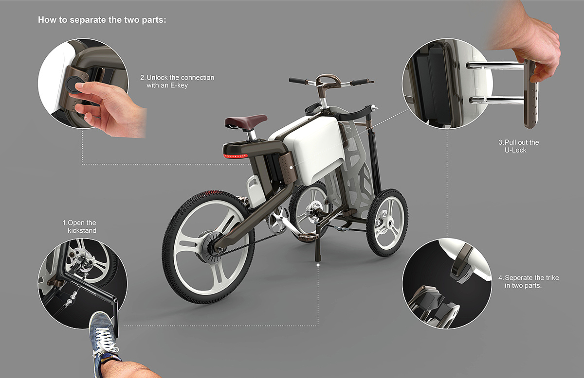 vehicle，Bicycle，multi-function，fold，assemble，removable，red dot，