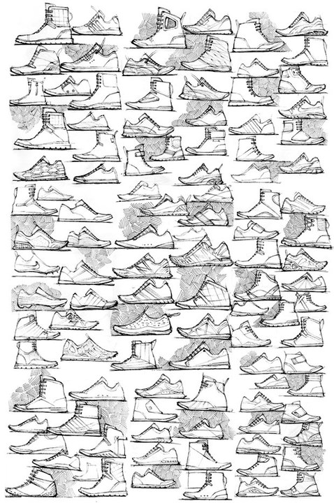 Hand drawn，marker pen，gym shoes，wear，