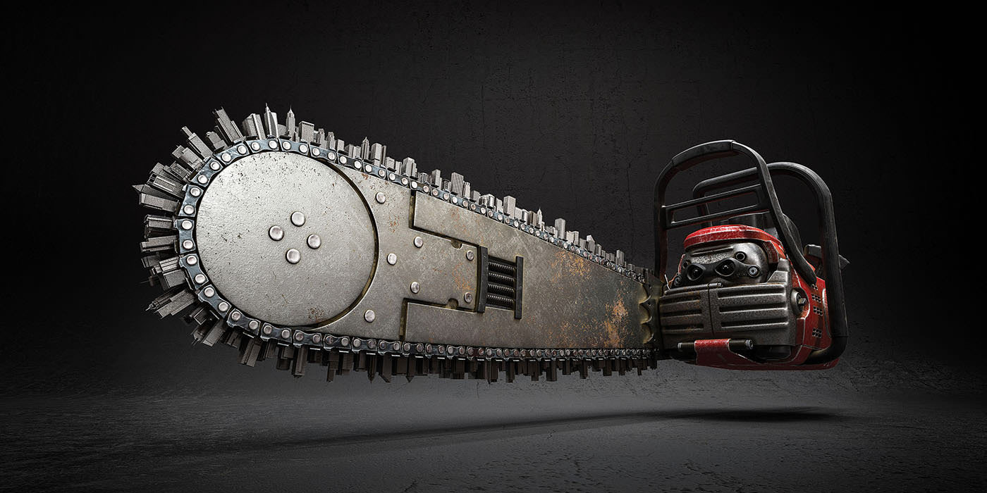 advertisement，2 HALVES，World Forest Day，forest，Felling，electric saw，environment protection，