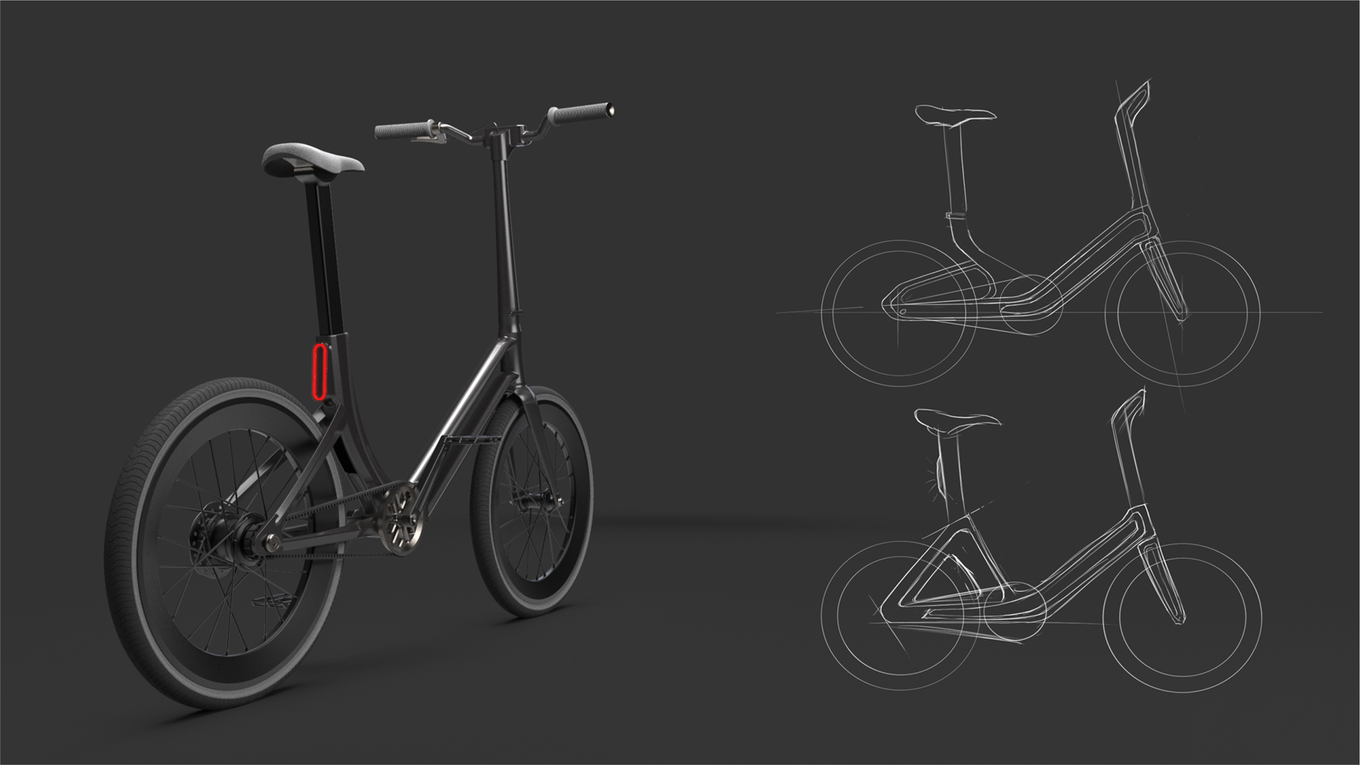 city，black，Folding bicycle，conceptual design，Bicycle，
