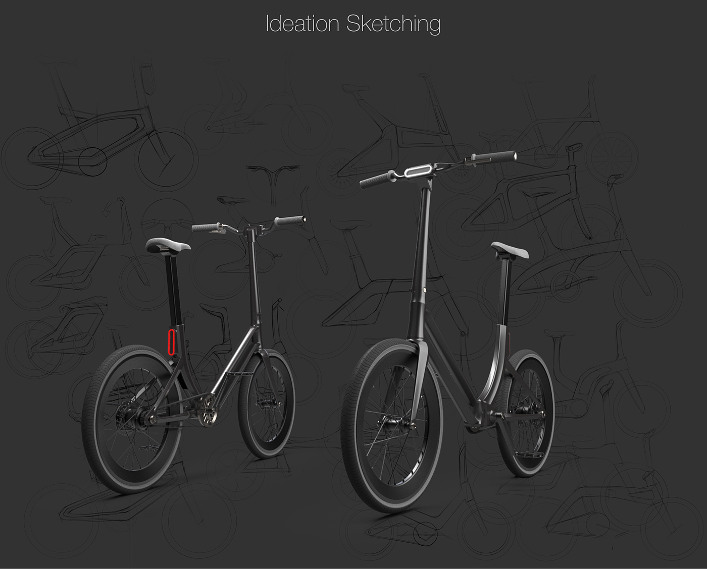 city，black，Folding bicycle，conceptual design，Bicycle，