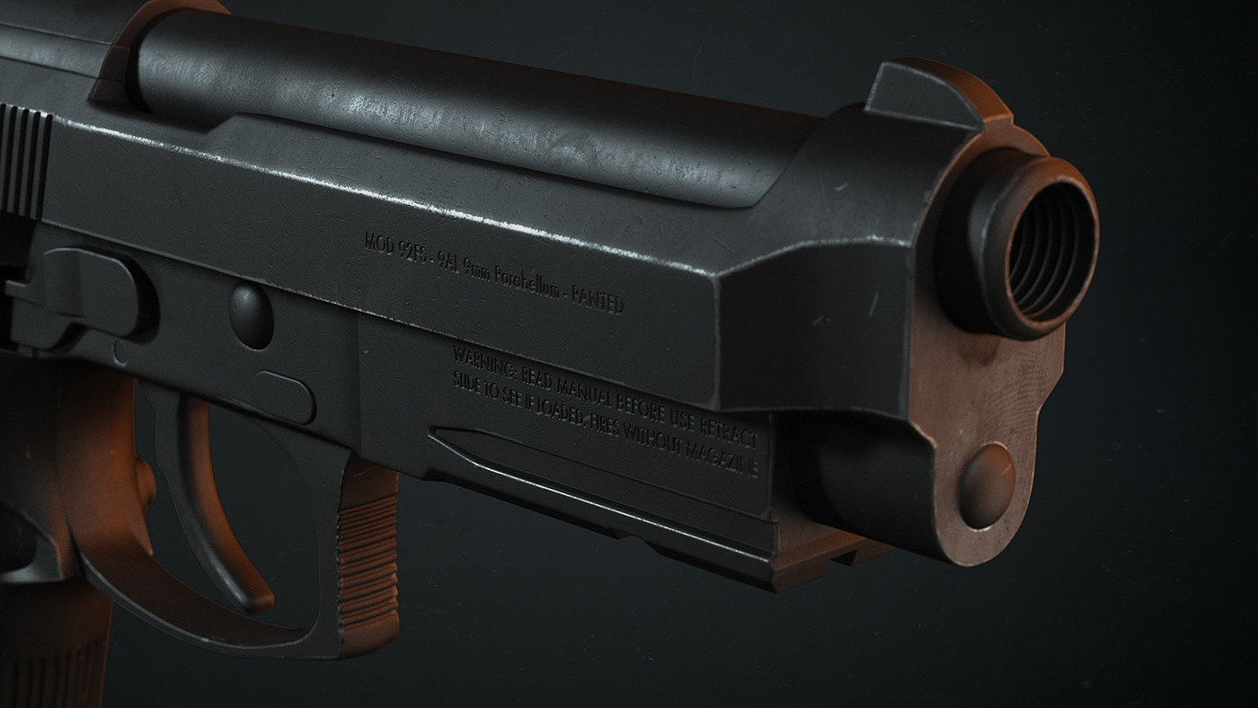 arms，Pistol，firearms，Bereta 9mm，beretta ，Joao Paulo Lamonde，3ds Max，modeling，