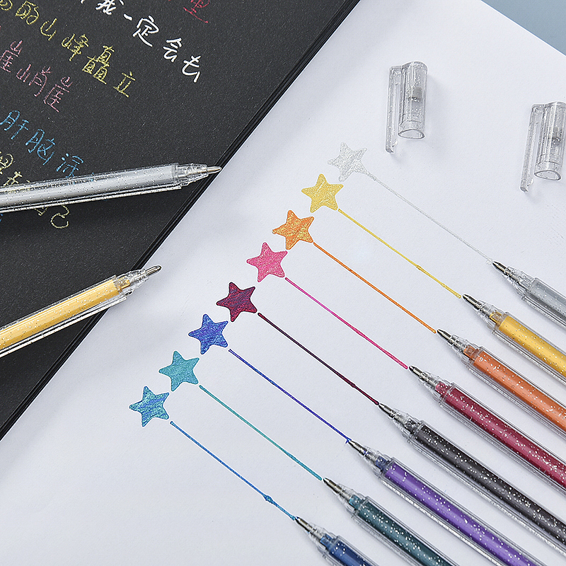 Flash gel color neutral pen magic color two-color shiny，